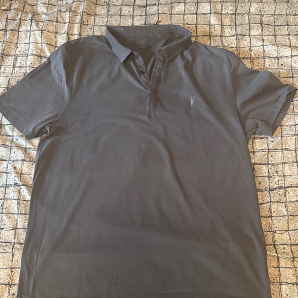 All Saints Charcoal Polo Shirt - Picture 1 of 3